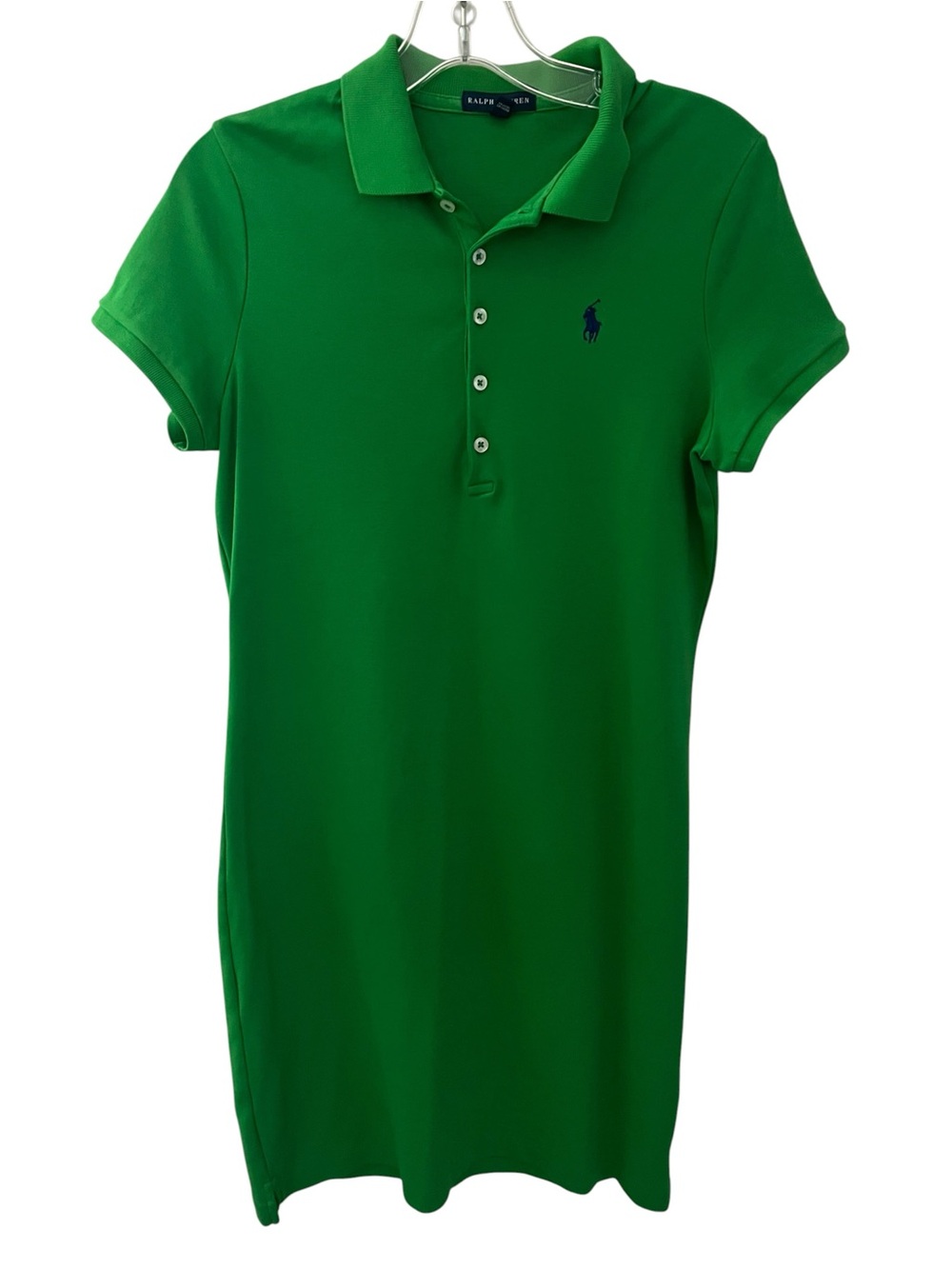 Ralph Lauren Green Polo Mini Shirt Dress Cotton Piqué Pony Logo Short Sleeve  M